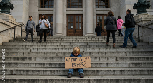 Loneliness and longing: A child's plea for his missing father on courthouse steps