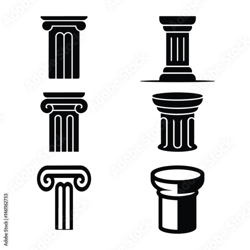 A silhouette of COLUMN ICON icon vector on a white background