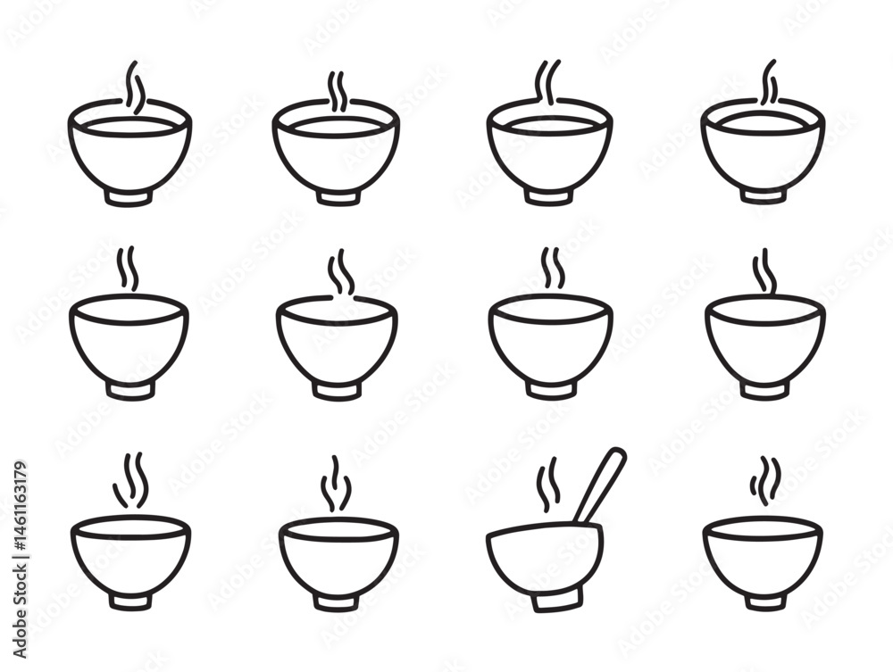 Obraz premium hand drawn congee rice porridge food vector line artwork