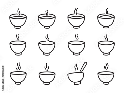 hand drawn congee rice porridge food vector line artwork