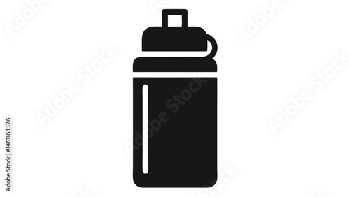 Minimalist self-cleaning water bottle icon in a clean black design ideal for sustainable product branding, eco-friendly themes, and hydration technology visuals