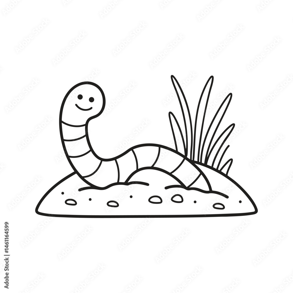 Naklejka premium A worm crawling through moist soil