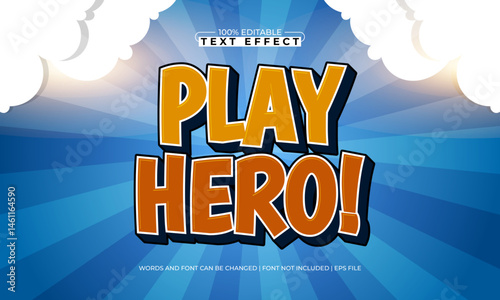 play hero editable text effect with a play and gamer text style