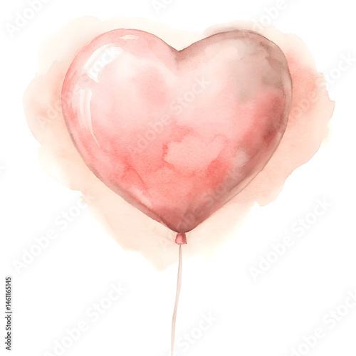 Soft Pink Heart Balloon Illustration on White Background photo