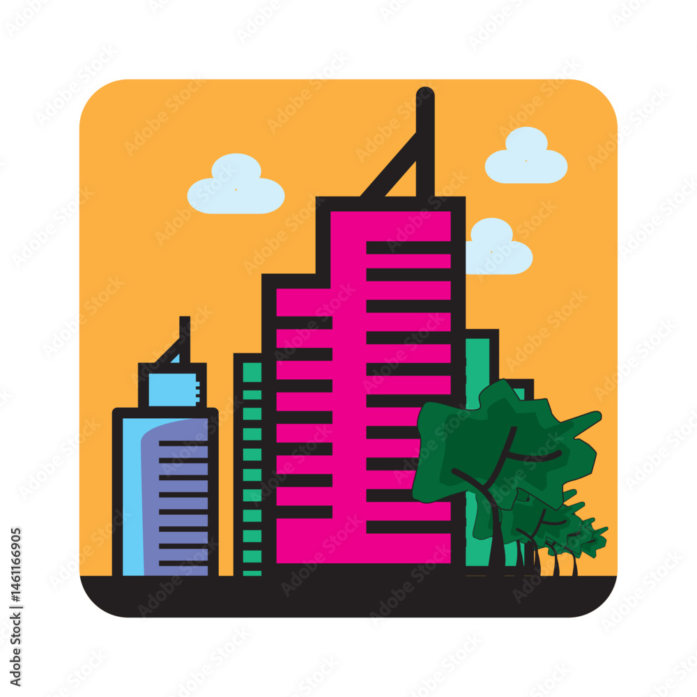 Obraz premium Cityscape icon logo vector design nine