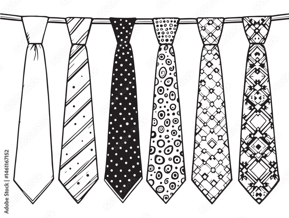Elegant silk tie vector line art for clothing design projects