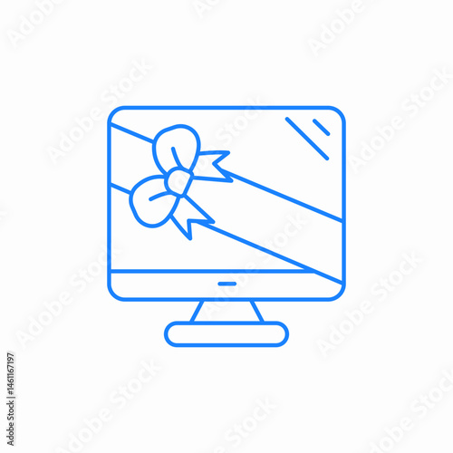monitor gift icon sign vector
