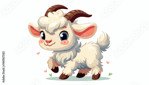 A funny cartoon sheep, a cute farm animal vector illustration, brings happy, isolated fun to the white, agricultural nature drawing