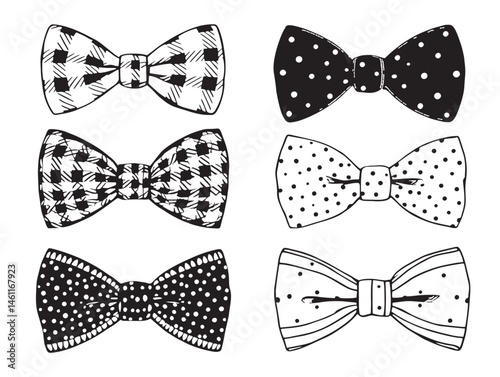 Bow tie line art drawing for fashion and clothing design