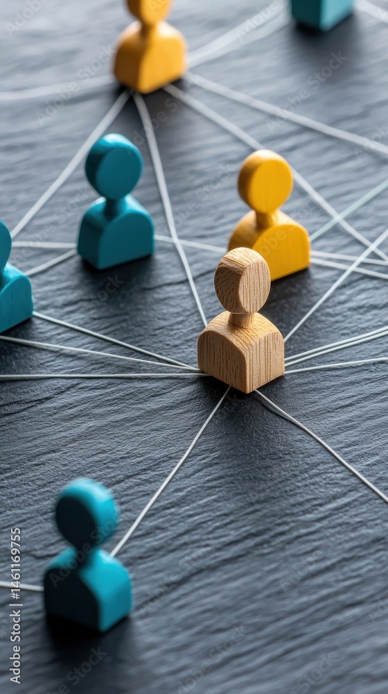 Obraz premium Conceptual Network of People Figurines Representing Teamwork and Communication network teamwork team
