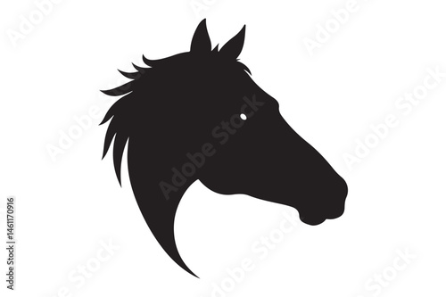 Horse Head Silhouette Logo On White Background EPS 10