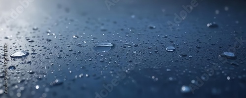 Glistening condensation on rich blue; serene, high-resolution detail ,  nature,  texture,  image