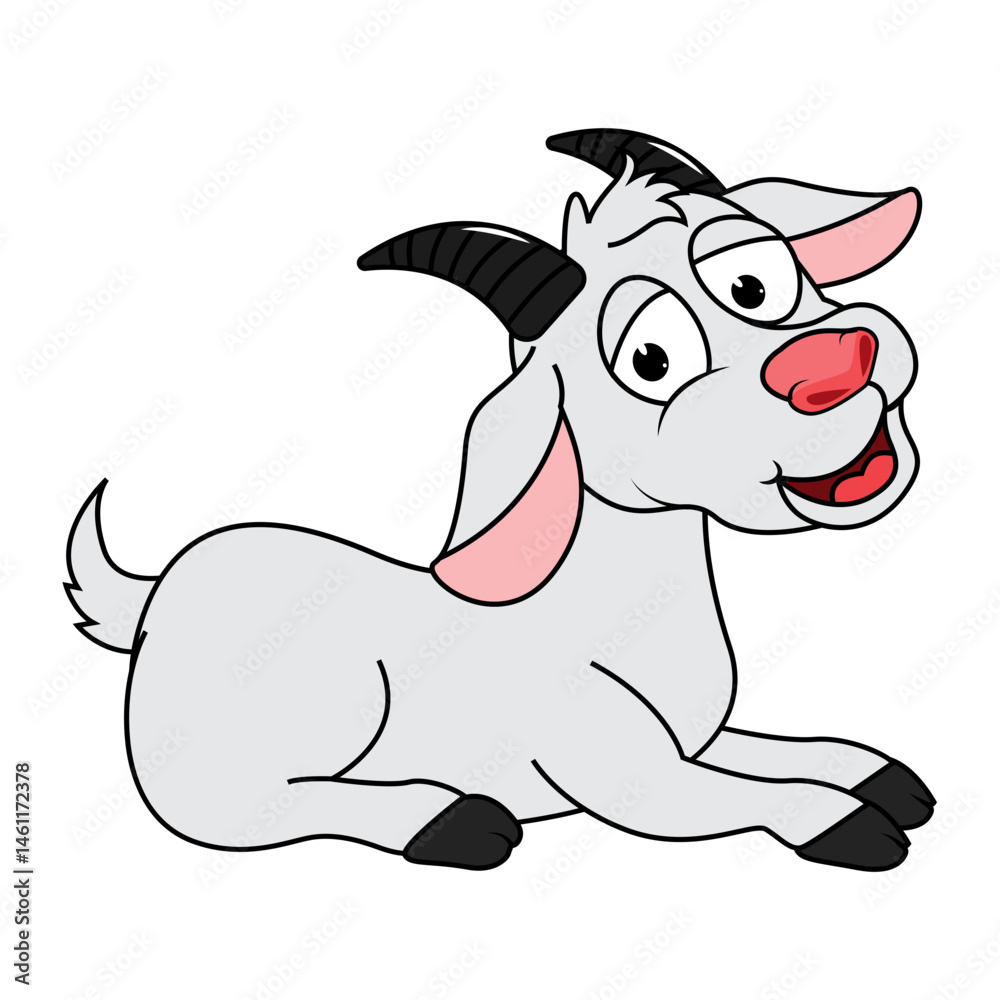 Obraz premium Cute Goat Animal Cartoon