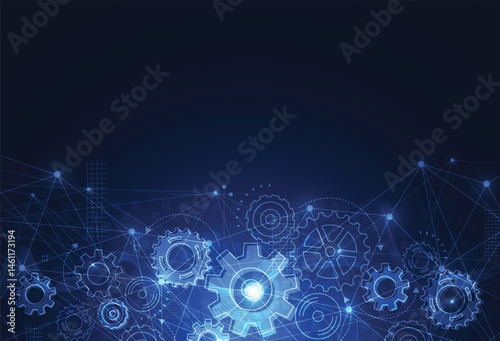 Abstract gear wheel mechanism background. Machine technology. Vector illustration