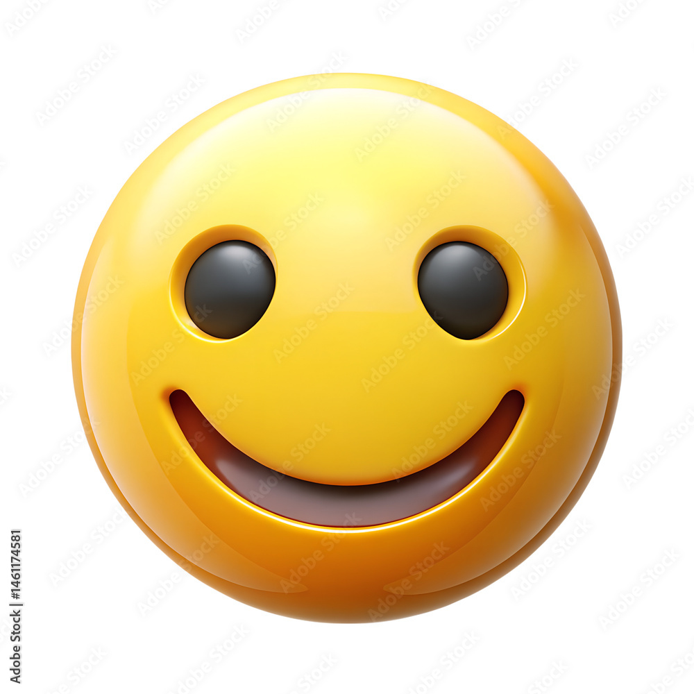 Fototapeta premium Yellow Smiley Emoji Face Icon on White Background