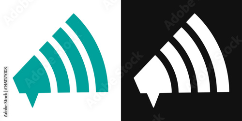Speech bubble megaphone logo with WiFi lines. Communication and marketing vector symbol.