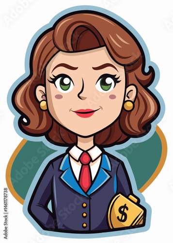 Vector illustration of a Stylish businesswoman holding money.