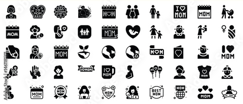 Wallpaper Mural Various black icons celebrating mothers day and the concept of motherhood Torontodigital.ca