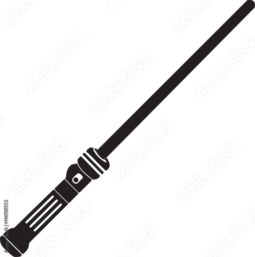 Lightsaber Silhouette Vector Illustration of Sci-Fi Laser Sword Perfect for Fantasy, Space Adventure, Battle, and Heroic Action Concept