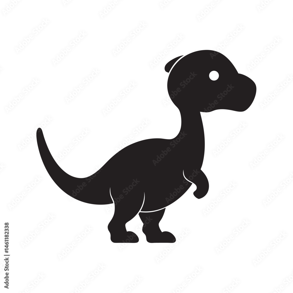 Fototapeta premium Baby Dino Walking Silhouette with Raised Tail