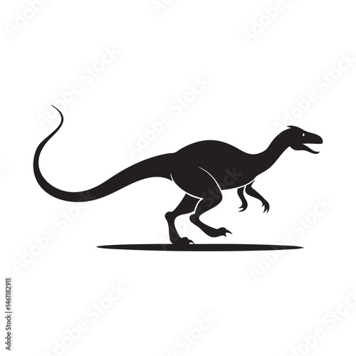 Dinosaur Chasing Prey Silhouette in Motion Vector