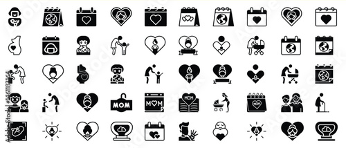 Wallpaper Mural Collection of icons depicting motherhood family and mothers day celebration Torontodigital.ca