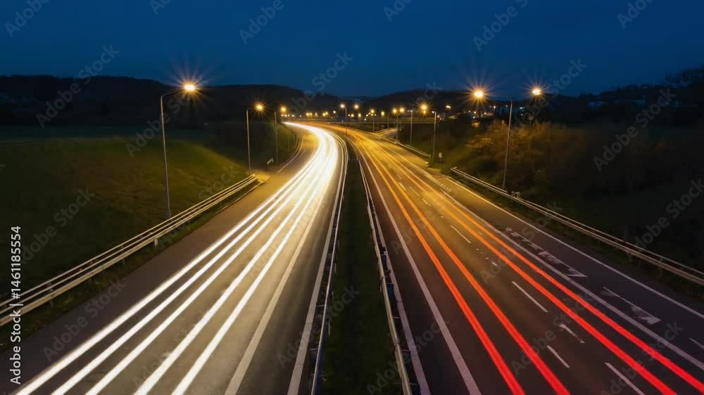 Night highway with light trails. Night highway with light trails.