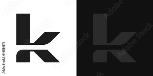 Minimalist LK or K monogram logo. Split letter design with dynamic and luxurious style. Elegant vector symbol.