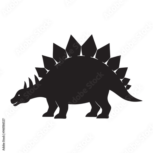 Stegosaurus Dinosaur Silhouette with Spiked Plates