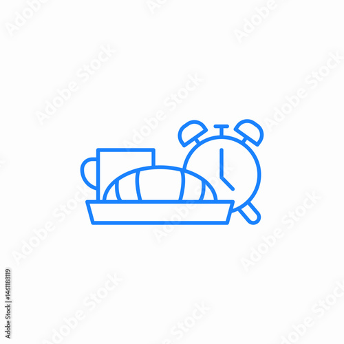 breakfast tray clock icon sign vector