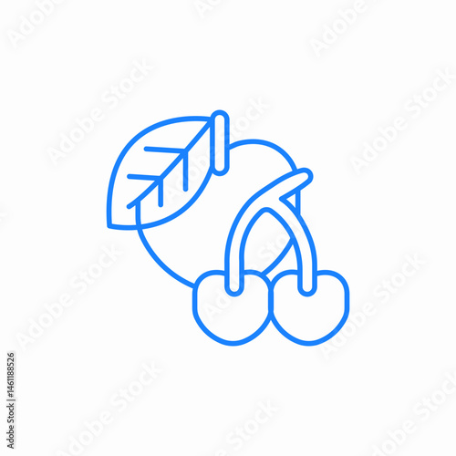 cherry leaf fruit icon sign vector