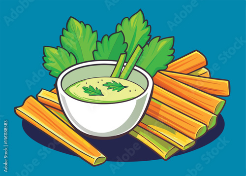 Celery sticks with creamy dip.