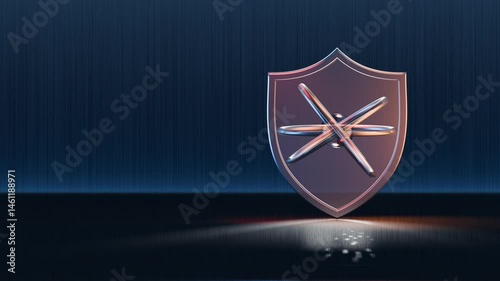 Quantum Cyber Security Shield on a Dark, Sleek Background with Copyspace, Seamless Loop, 3D animation