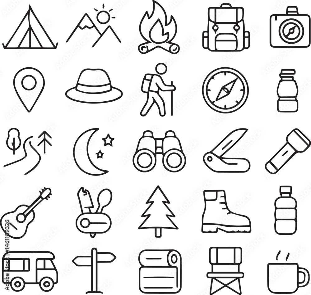 Fototapeta premium camping icons set