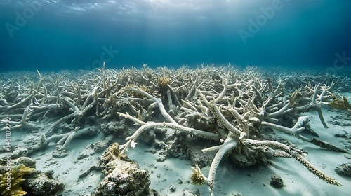 Fototapeta Naklejka Na Ścianę i Meble -  A dead coral reef, with only skeletons of once-vibrant corals remaining