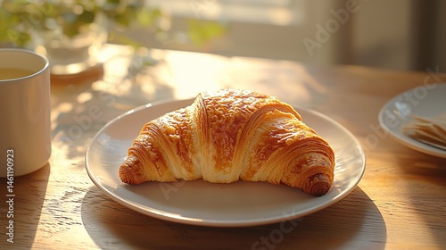 Croissant breakfast scene photo