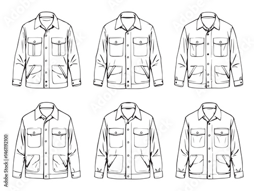 Field Jacket Outline Artwork for Apparel and Accessories