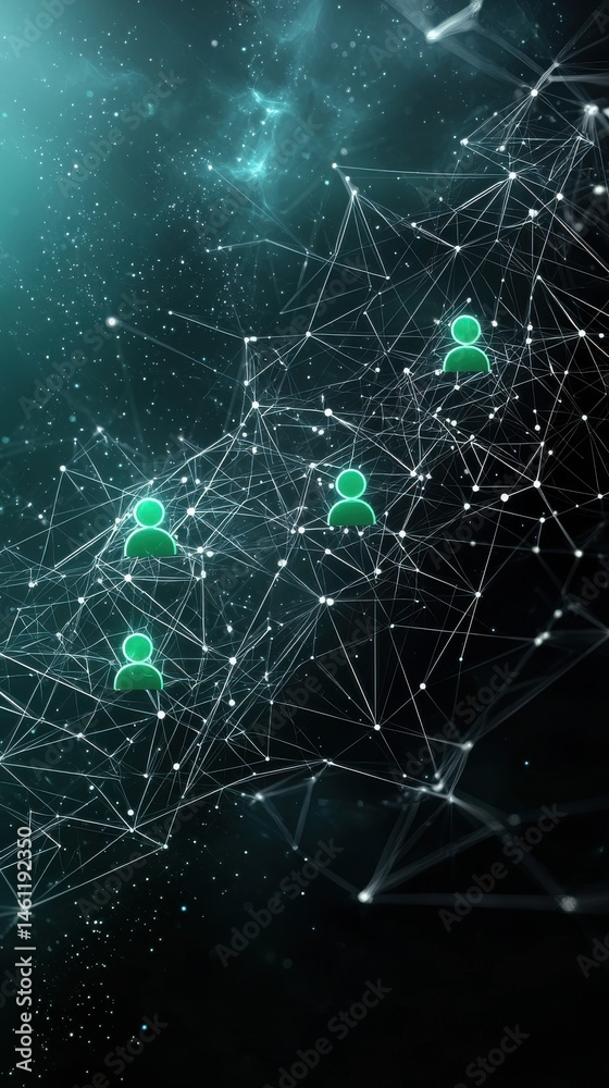 Fototapeta premium Digital Network Connection with People Icons - Communication and Technology Concept connection users