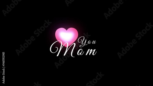 Love You Mom Glowing Pink Heart Message photo
