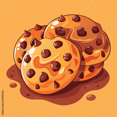 Delicious chocolate chip cookies stacked high.