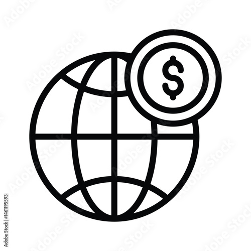 An amazingly designed outline style icon of global trading