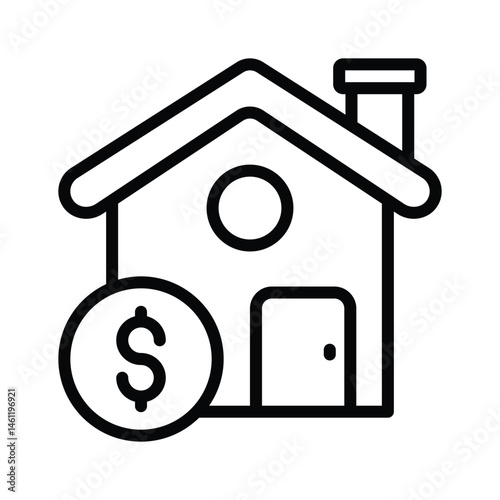 Easy to edit line style icon depicting mortgage loan