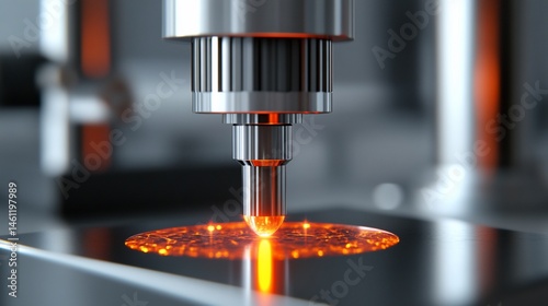 Wallpaper Mural Precision machine working, creating bright, reflective, microscopic patterns in manufacture Torontodigital.ca