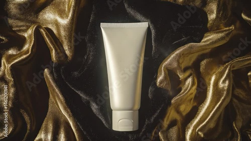 Elegant cream tube on luxurious fabric