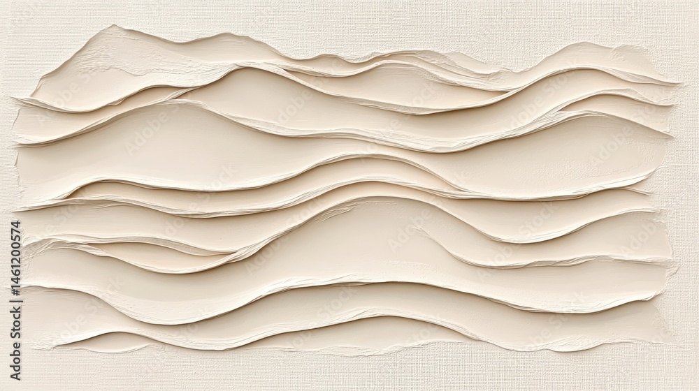 Fototapeta premium Abstract textured pattern of sculpted beige waves.