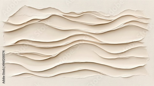 Abstract textured pattern of sculpted beige waves.