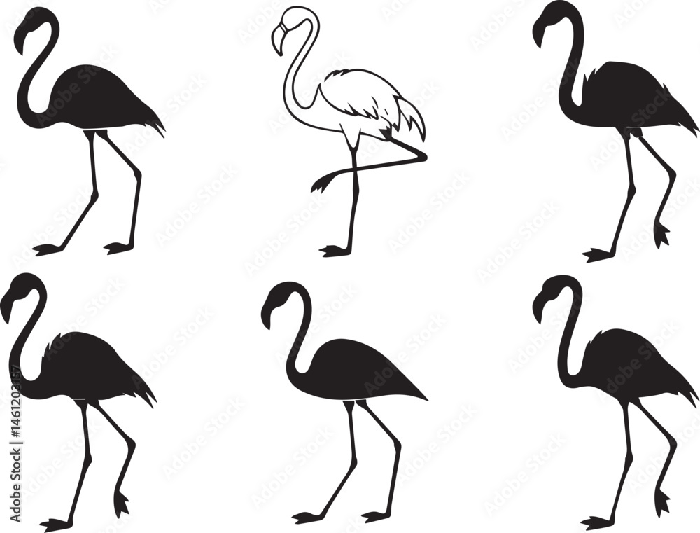 Fototapeta premium Flamingos Silhouettes