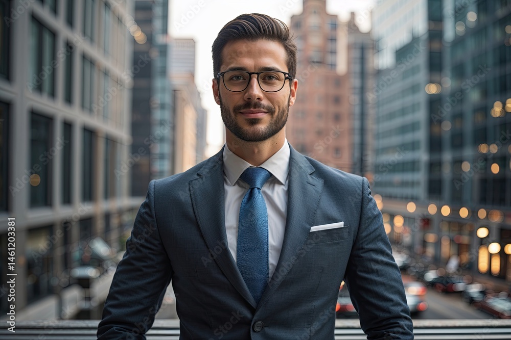 Modern Business Leader Confidently Posing in Urban Environment Modern Business Leader Confidently Posing in Urban Environment