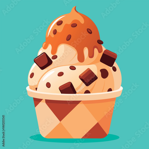 Delicious caramel cookie ice cream sundae.