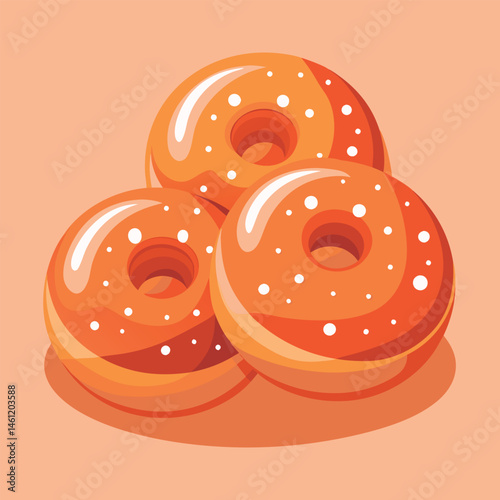 Delicious glazed donuts stacked high.